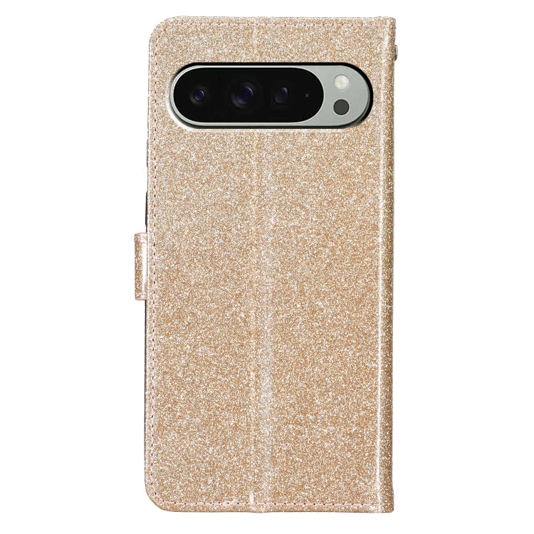 For Google Pixel 9 / 9 Pro Glitter Powder Flip Leather Phone Case(Gold) by buy2fix