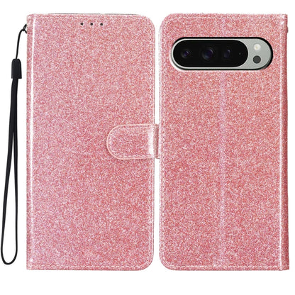 For Google Pixel 9 Pro XL Glitter Powder Flip Leather Phone Case(Rose Gold) by buy2fix