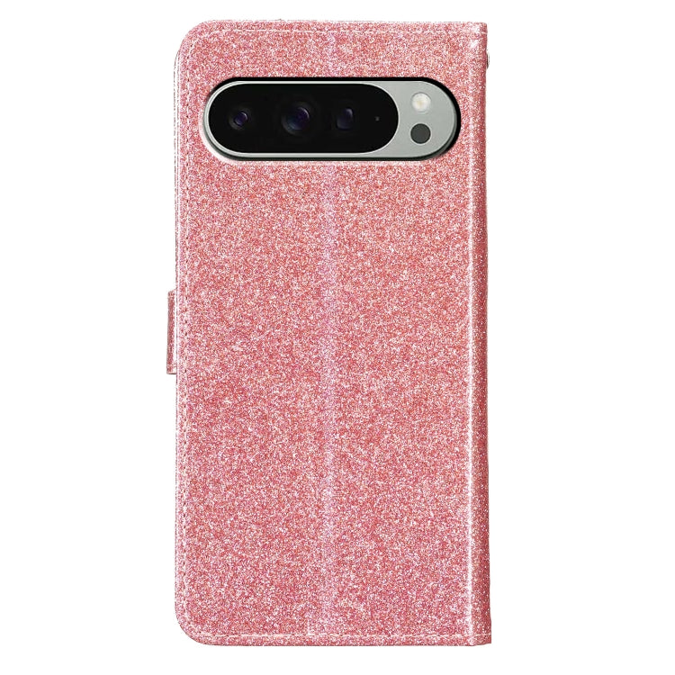 For Google Pixel 9 Pro XL Glitter Powder Flip Leather Phone Case(Rose Gold) by buy2fix