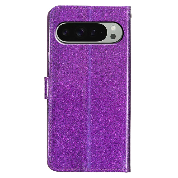 For Google Pixel 9 Pro XL Glitter Powder Flip Leather Phone Case(Purple) by buy2fix