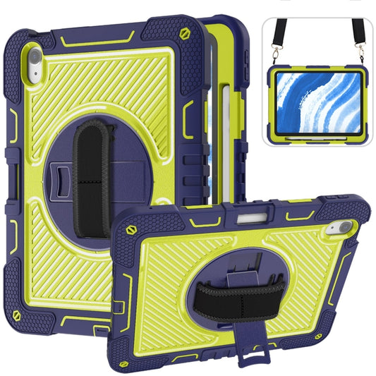 For iPad Air 11 2025 / 2024 360 Degree Rotation PC Contrast Silicone Tablet Case(Navy Blue + Yellow Green) - iPad Air 11 2025 / 2024 Cases by buy2fix | Online Shopping UK | buy2fix