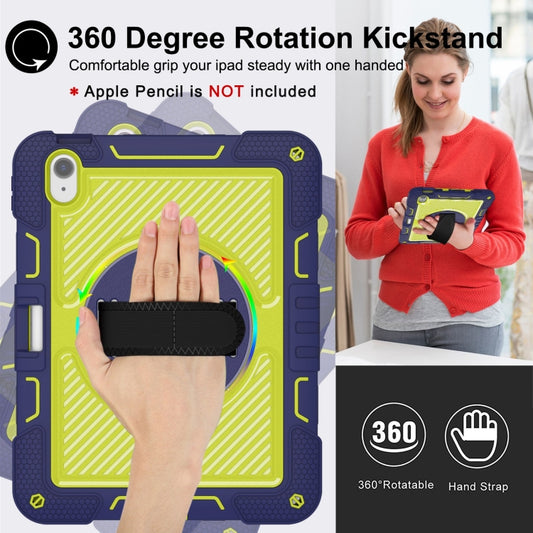 For iPad Air 11 2025 / 2024 360 Degree Rotation PC Contrast Silicone Tablet Case(Navy Blue + Yellow Green) - iPad Air 11 2025 / 2024 Cases by buy2fix | Online Shopping UK | buy2fix