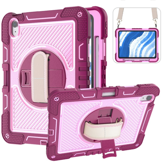 For iPad Air 11 2025 / 2024 360 Degree Rotation PC Contrast Silicone Tablet Case(Rose Red + Pink) - iPad Air 11 2025 / 2024 Cases by buy2fix | Online Shopping UK | buy2fix