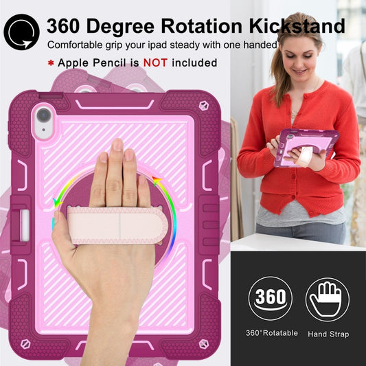 For iPad Air 11 2025 / 2024 360 Degree Rotation PC Contrast Silicone Tablet Case(Rose Red + Pink) - iPad Air 11 2025 / 2024 Cases by buy2fix | Online Shopping UK | buy2fix