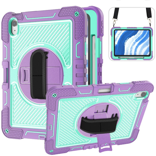 For iPad Air 11 2025 / 2024 360 Degree Rotation PC Contrast Silicone Tablet Case(Purple + Mint Green) - iPad Air 11 2025 / 2024 Cases by buy2fix | Online Shopping UK | buy2fix