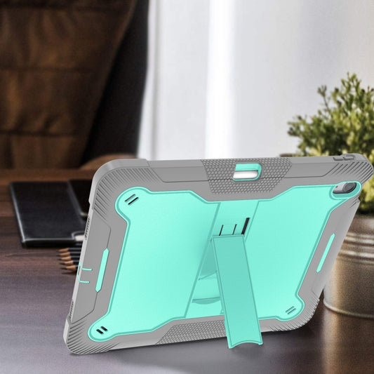 For iPad Air 13 2024 Shockproof Silicone Hybrid PC Tablet Case with Holder(Mint Green + Grey) - iPad Air 13 2025 / 2024 Cases by buy2fix | Online Shopping UK | buy2fix
