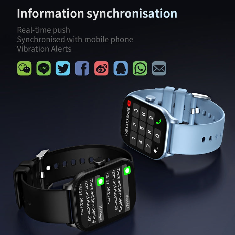 CY900 2.1 inch HD Square Screen Smart Watch, Supports Bluetooth Call / Health Monitoring(Blue) by buy2fix