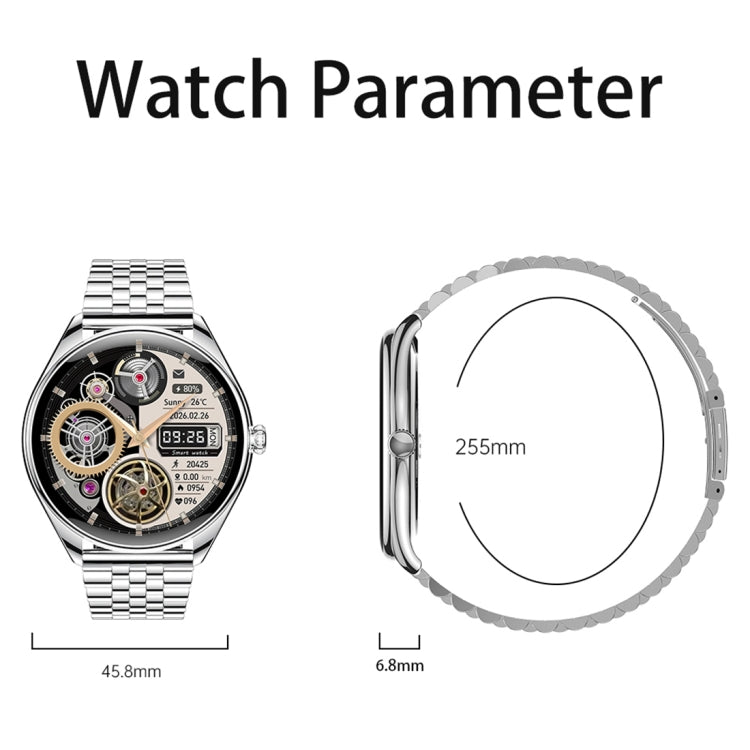 MT55 1.43 inch AMOLED HD Screen Ultra-thin Smart Call Health Watch, Leather Strap(Silver Brown) by buy2fix