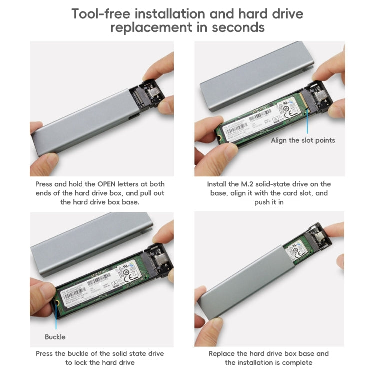 Aluminium Alloy M.2 NDFF&NVMe 2-in-1 External Hard Drive Enclosure(Dark Grey) by buy2fix