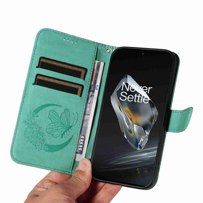For OnePlus 12 Swallowtail Butterfly Embossed Leather Phone Case(Green) - OnePlus Cases by buy2fix | Online Shopping UK | buy2fix