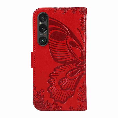 For Sony Xperia 1 VI 2024 Swallowtail Butterfly Embossed Leather Phone Case(Red) by buy2fix