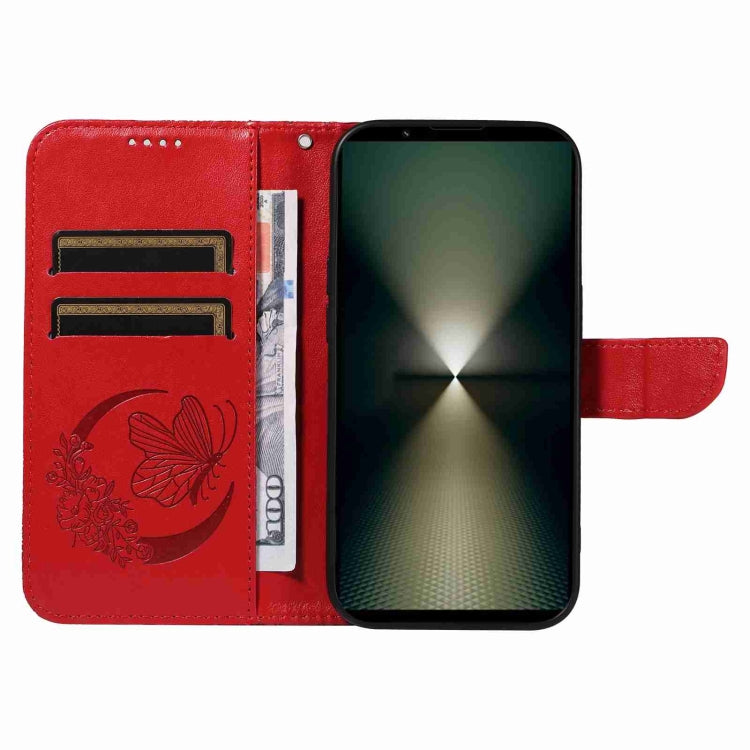 For Sony Xperia 1 VI 2024 Swallowtail Butterfly Embossed Leather Phone Case(Red) by buy2fix