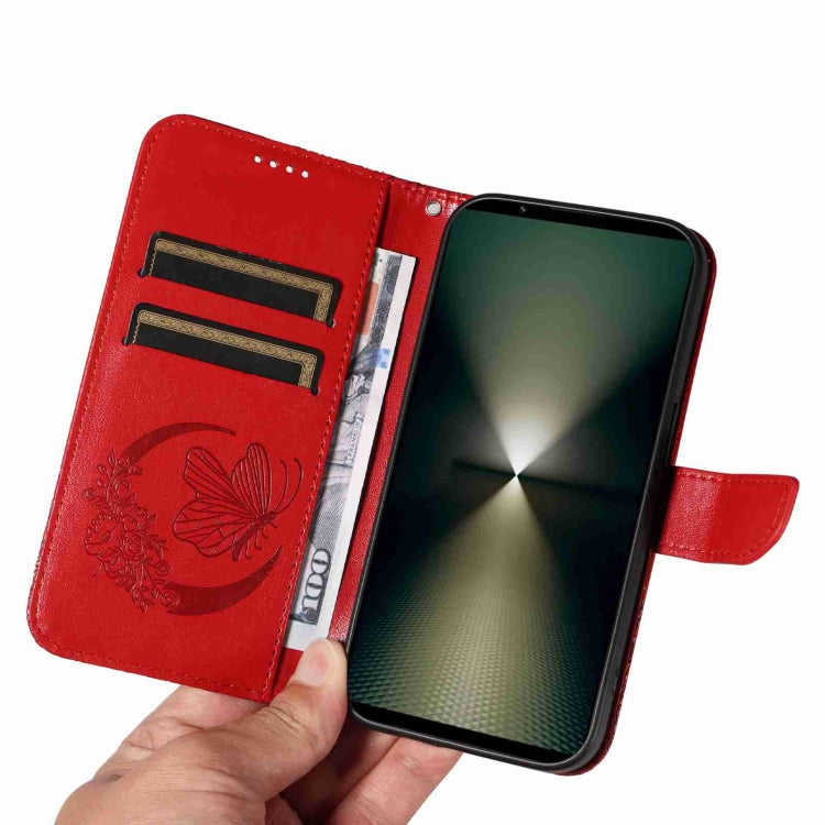 For Sony Xperia 1 VI 2024 Swallowtail Butterfly Embossed Leather Phone Case(Red) by buy2fix