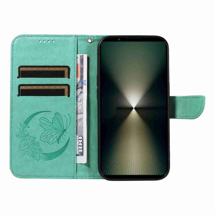 For Sony Xperia 1 VI 2024 Swallowtail Butterfly Embossed Leather Phone Case(Green) by buy2fix
