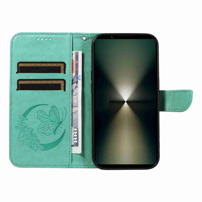 For Sony Xperia 1 VI 2024 Swallowtail Butterfly Embossed Leather Phone Case(Green) by buy2fix