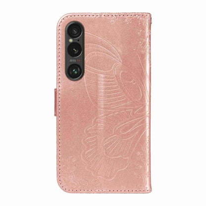 For Sony Xperia 1 VI 2024 Swallowtail Butterfly Embossed Leather Phone Case(Rose Gold) by buy2fix