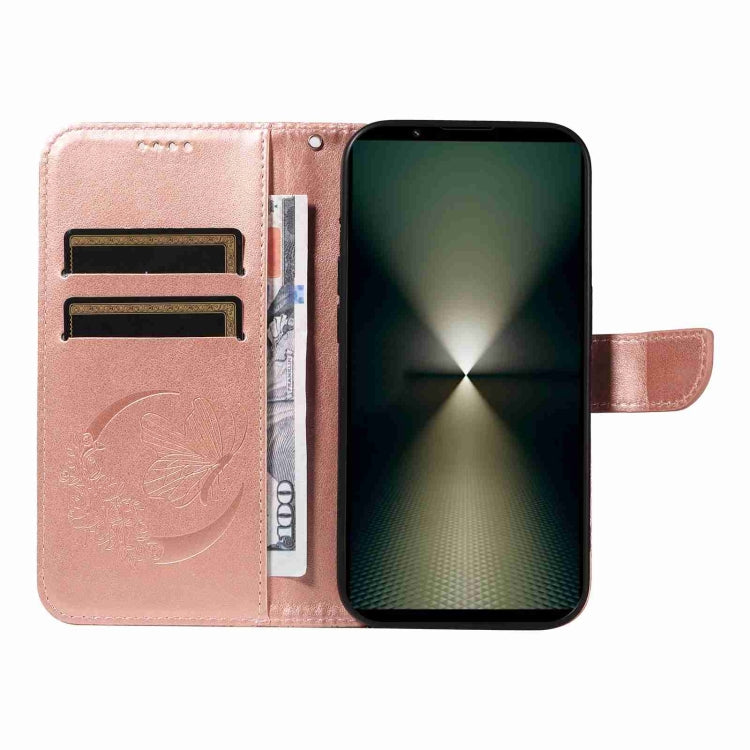 For Sony Xperia 1 VI 2024 Swallowtail Butterfly Embossed Leather Phone Case(Rose Gold) by buy2fix