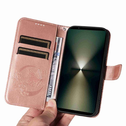 For Sony Xperia 1 VI 2024 Swallowtail Butterfly Embossed Leather Phone Case(Rose Gold) by buy2fix