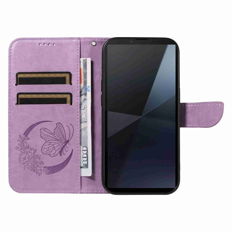For Sony Xperia 10 VI 2024 Swallowtail Butterfly Embossed Leather Phone Case(Purple) by buy2fix