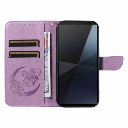 For Sony Xperia 10 VI 2024 Swallowtail Butterfly Embossed Leather Phone Case(Purple) by buy2fix