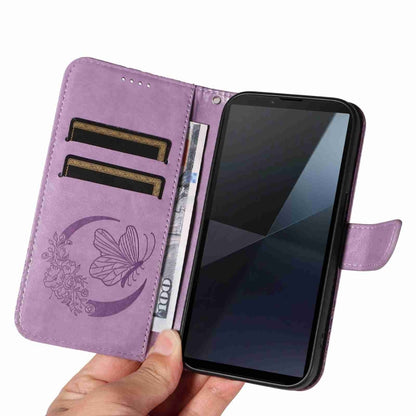 For Sony Xperia 10 VI 2024 Swallowtail Butterfly Embossed Leather Phone Case(Purple) by buy2fix