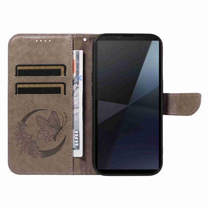 For Sony Xperia 10 VI 2024 Swallowtail Butterfly Embossed Leather Phone Case(Grey) by buy2fix