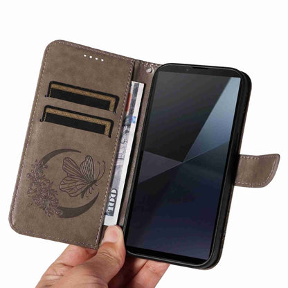 For Sony Xperia 10 VI 2024 Swallowtail Butterfly Embossed Leather Phone Case(Grey) by buy2fix