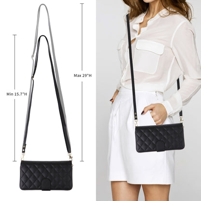 For iPhone 15 Crossbody Rhombic Zipper Tower Buckle Leather Phone Case with Lanyard(Black) - iPhone 15 Pro Cases by buy2fix | Online Shopping UK | buy2fix