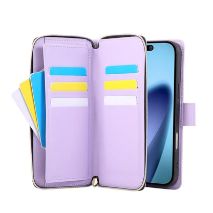 For iPhone Air Crossbody Rhombic Zipper Tower Buckle Leather Phone Case with Lanyard(Purple) - iPhone Air Cases by buy2fix | Online Shopping UK | buy2fix
