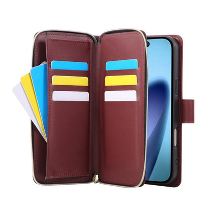 For iPhone Air Crossbody Rhombic Zipper Tower Buckle Leather Phone Case with Lanyard(Wine Red) - iPhone Air Cases by buy2fix | Online Shopping UK | buy2fix