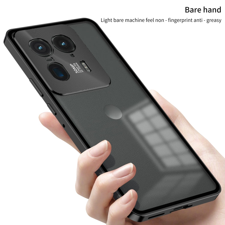 For Motorola Moto X40 Snap Buckle Metal Frame Frosted Phone Case(Silver) - Motorola Cases by buy2fix | Online Shopping UK | buy2fix