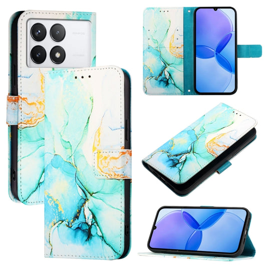 For Xiaomi Redmi K70 / K70 Pro PT003 Marble Pattern Flip Leather Phone Case(Green) - Xiaomi Cases by buy2fix | Online Shopping UK | buy2fix