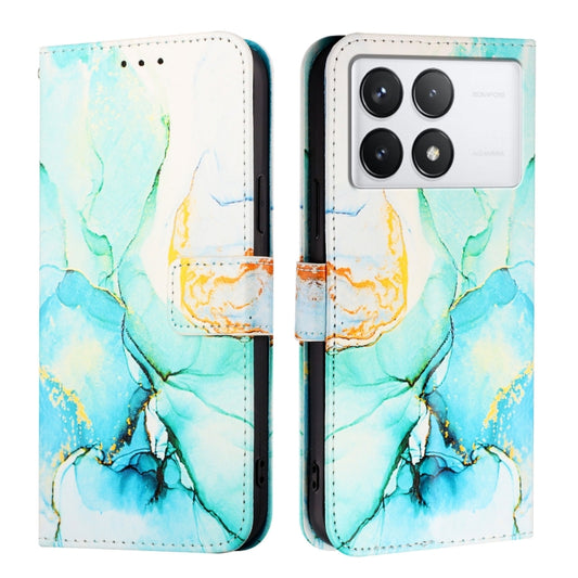 For Xiaomi Redmi K70 / K70 Pro PT003 Marble Pattern Flip Leather Phone Case(Green) - Xiaomi Cases by buy2fix | Online Shopping UK | buy2fix