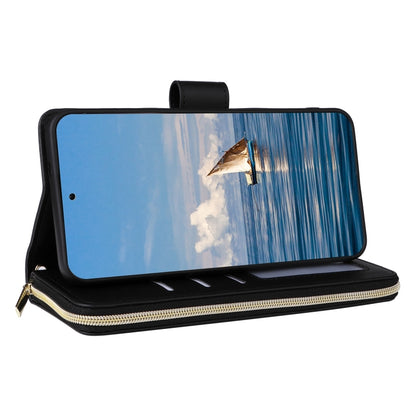 For Samsung Galaxy S25 5G Crossbody Rhombic Zipper Tower Buckle Leather Phone Case with Lanyard(Black) by buy2fix