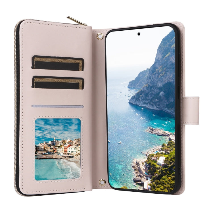 For Samsung Galaxy S25+ 5G Crossbody Rhombic Zipper Tower Buckle Leather Phone Case with Lanyard(Beige) by buy2fix