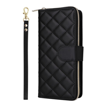 For Samsung Galaxy S25+ 5G Crossbody Rhombic Zipper Tower Buckle Leather Phone Case with Lanyard(Black) by buy2fix