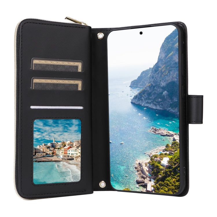 For Samsung Galaxy S25+ 5G Crossbody Rhombic Zipper Tower Buckle Leather Phone Case with Lanyard(Black) by buy2fix