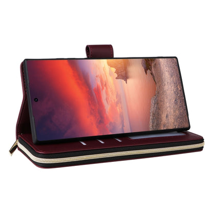 For Samsung Galaxy S25 Ultra 5G Crossbody Rhombic Zipper Tower Buckle Leather Phone Case with Lanyard(Wine Red) by buy2fix