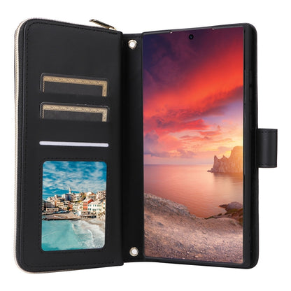 For Samsung Galaxy S25 Ultra 5G Crossbody Rhombic Zipper Tower Buckle Leather Phone Case with Lanyard(Black) by buy2fix