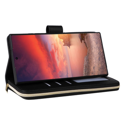 For Samsung Galaxy S25 Ultra 5G Crossbody Rhombic Zipper Tower Buckle Leather Phone Case with Lanyard(Black) by buy2fix