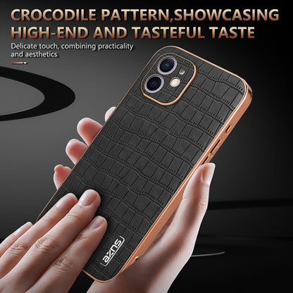 For iPhone 11 AZNS Electroplated Frame Crocodile Texture Full Coverage Phone Case(Blue) - iPhone 11 Cases by AZNS | Online Shopping UK | buy2fix