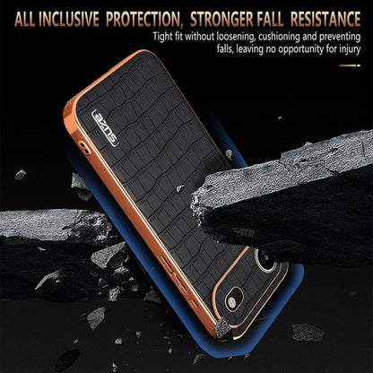 For iPhone 17 Air AZNS Electroplated Frame Crocodile Texture Full Coverage Phone Case(Black) - iPhone 17 Air Cases by AZNS | Online Shopping UK | buy2fix