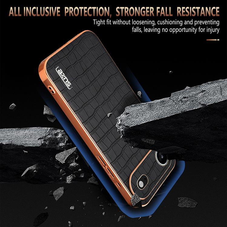 For iPhone 17 Air AZNS Electroplated Frame Crocodile Texture Full Coverage Phone Case(Green) - iPhone 17 Air Cases by AZNS | Online Shopping UK | buy2fix