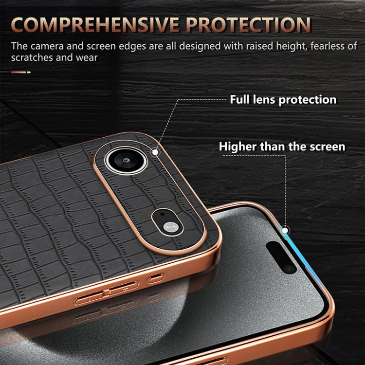 For iPhone 17 Air AZNS Electroplated Frame Crocodile Texture Full Coverage Phone Case(Green) - iPhone 17 Air Cases by AZNS | Online Shopping UK | buy2fix