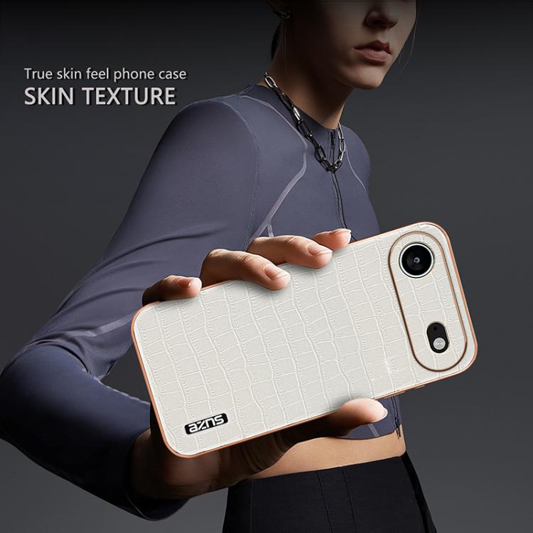 For iPhone 17 Air AZNS Electroplated Frame Crocodile Texture Full Coverage Phone Case(Blue) - iPhone 17 Air Cases by AZNS | Online Shopping UK | buy2fix