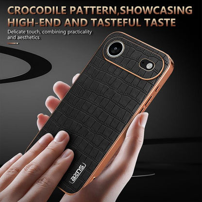 For iPhone Air AZNS Electroplated Frame Crocodile Texture Full Coverage Phone Case(White) - iPhone Air Cases by AZNS | Online Shopping UK | buy2fix