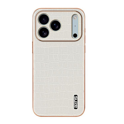 For iPhone 17 Pro AZNS Electroplated Frame Crocodile Texture Full Coverage Phone Case(White) - iPhone 17 Pro Cases by AZNS | Online Shopping UK | buy2fix