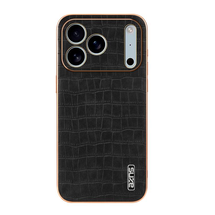 For iPhone 17 Pro Max AZNS Electroplated Frame Crocodile Texture Full Coverage Phone Case(Black) - iPhone 17 Pro Max Cases by AZNS | Online Shopping UK | buy2fix