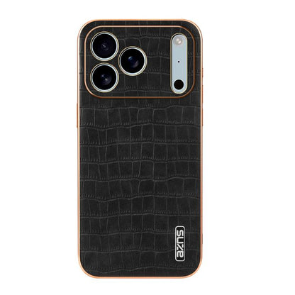 For iPhone 17 Pro Max AZNS Electroplated Frame Crocodile Texture Full Coverage Phone Case(Black) - iPhone 17 Pro Max Cases by AZNS | Online Shopping UK | buy2fix
