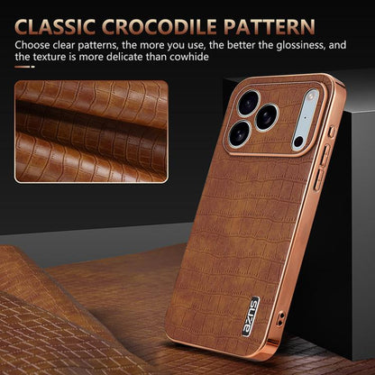 For iPhone 17 Pro Max AZNS Electroplated Frame Crocodile Texture Full Coverage Phone Case(Blue) - iPhone 17 Pro Max Cases by AZNS | Online Shopping UK | buy2fix